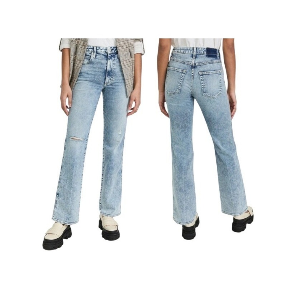 AMO Womens 32 Willa Slim Flare High Rise Jeans in Wander